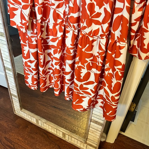 SHEIN dress. NWOT. Cream color w/rust colored orange leaves. - Picture 5 of 8